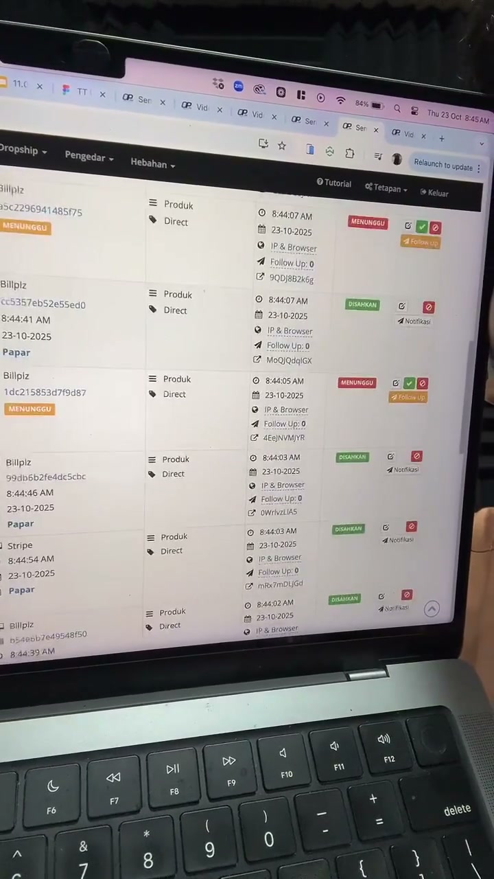 Paparan rakaman pada 00:58:42