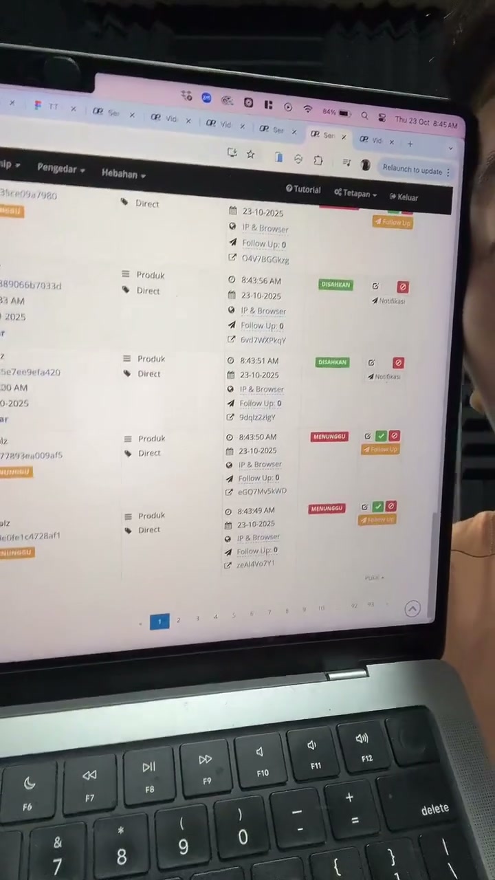 Paparan rakaman pada 00:58:48