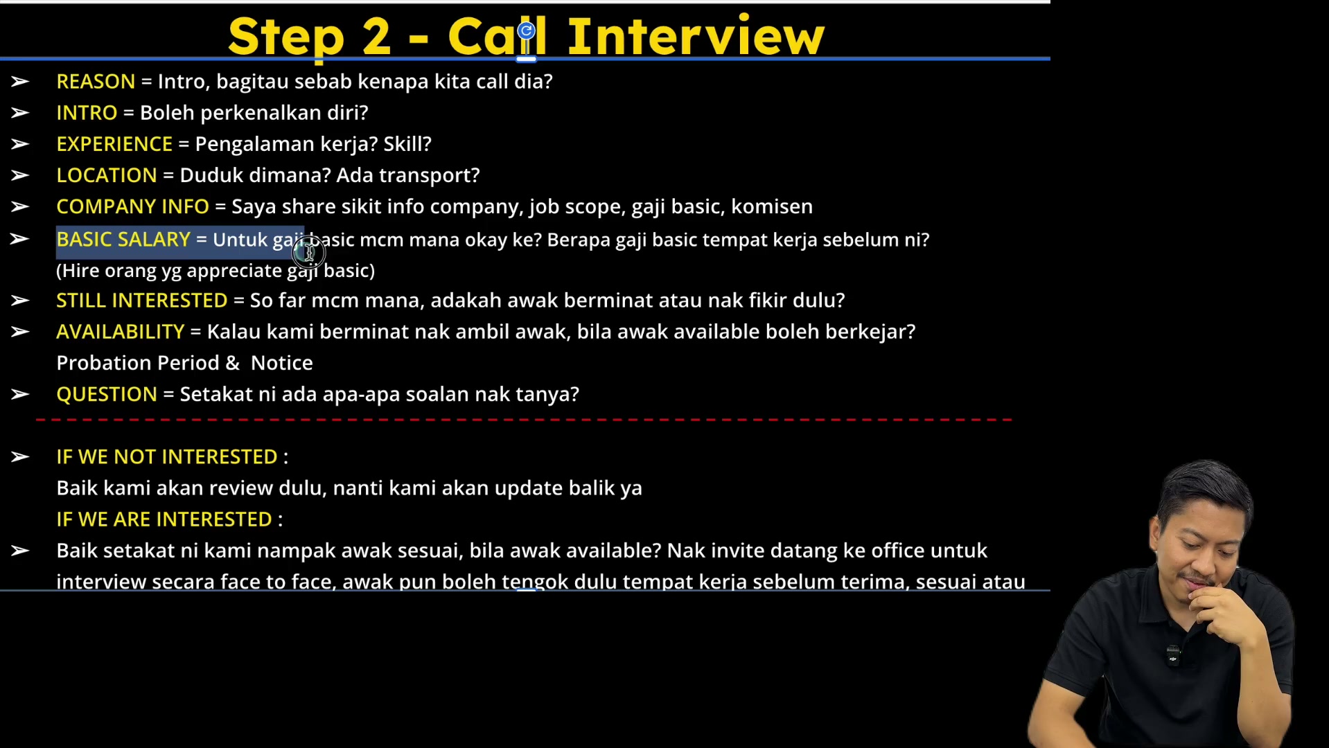 02:30 — Maklumat syarikat asal dan permintaan gaji dalam skrip panggilan.