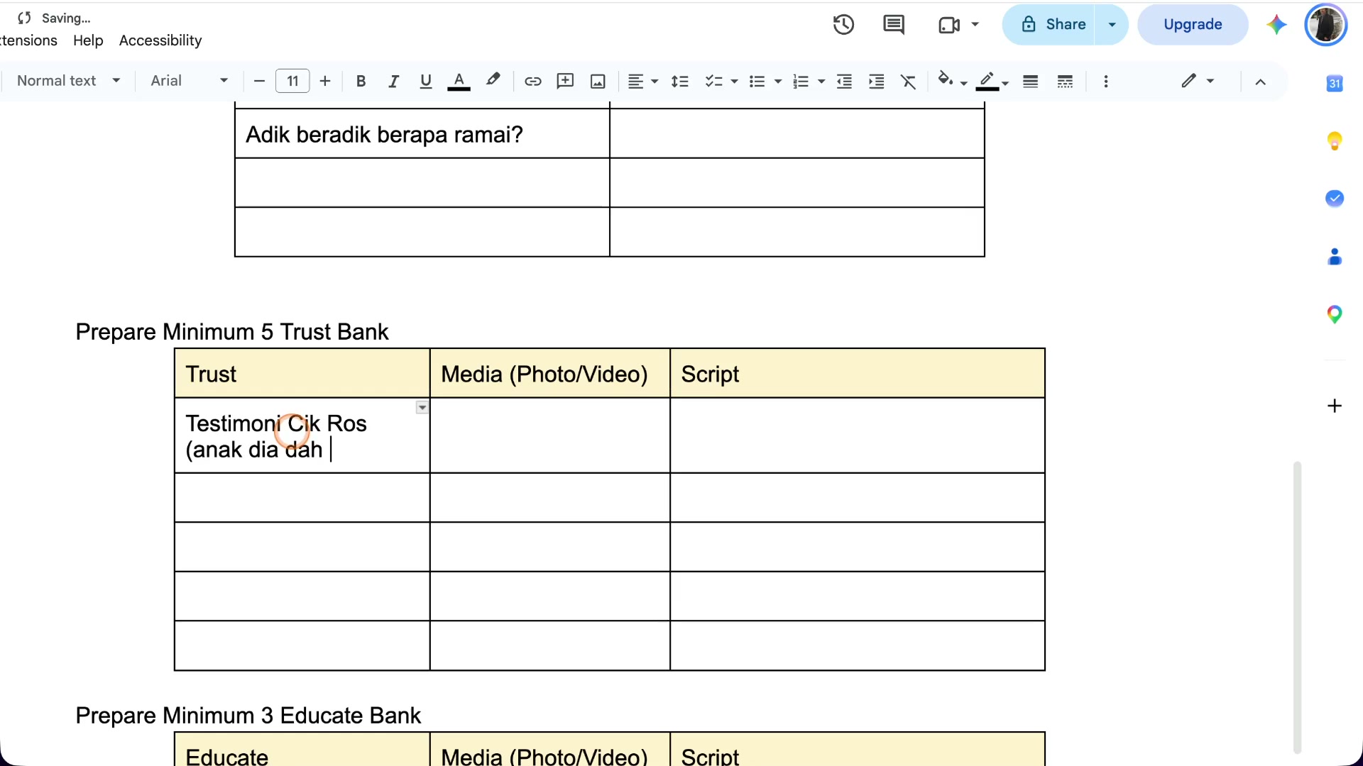 Paparan rakaman pada 00:01:06