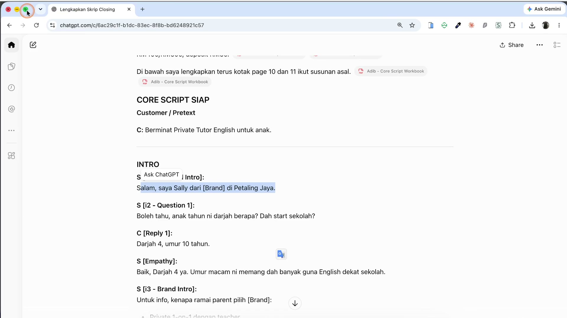 Paparan rakaman pada 00:07:03