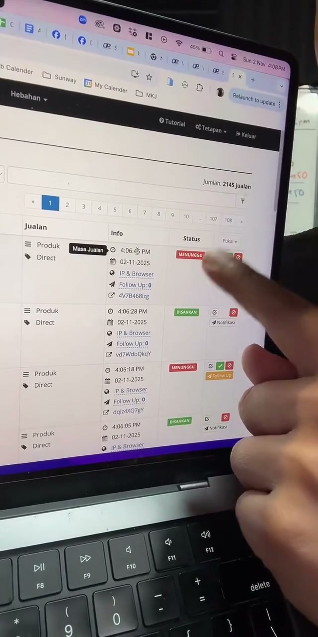 Paparan rakaman pada 01:05:21