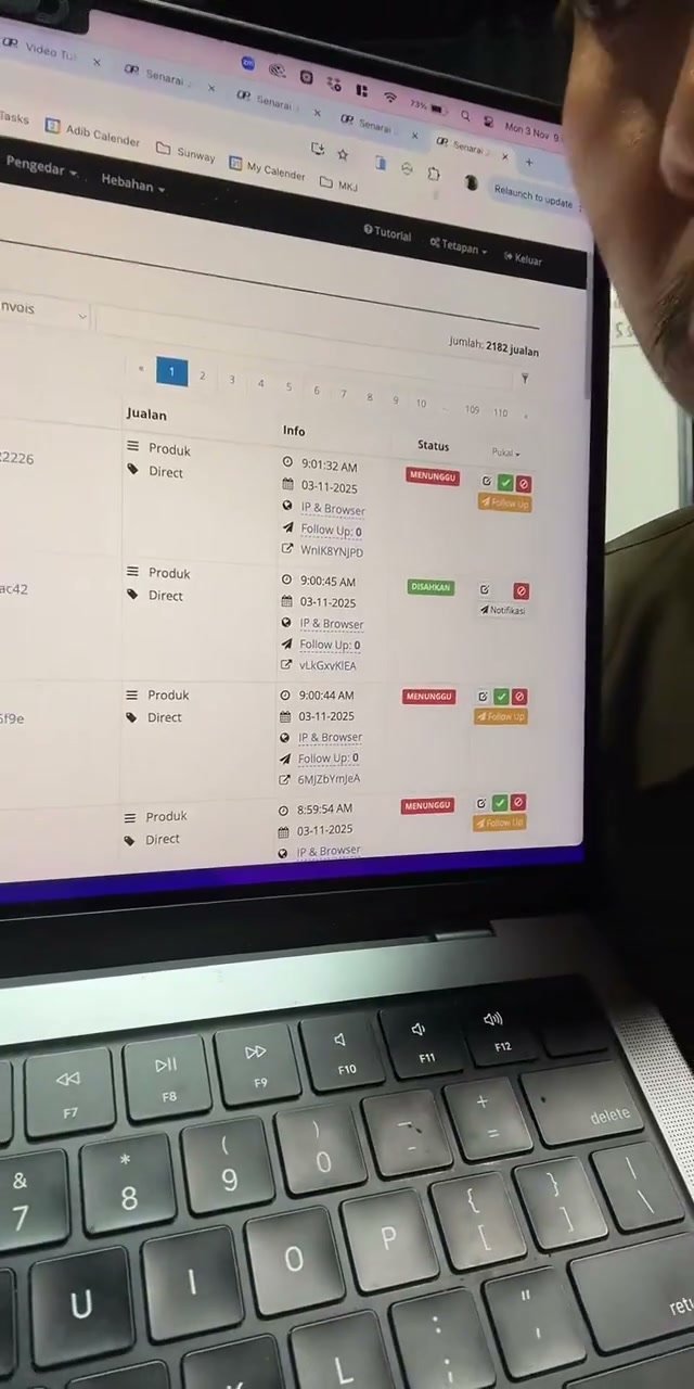 Paparan rakaman pada 01:09:29