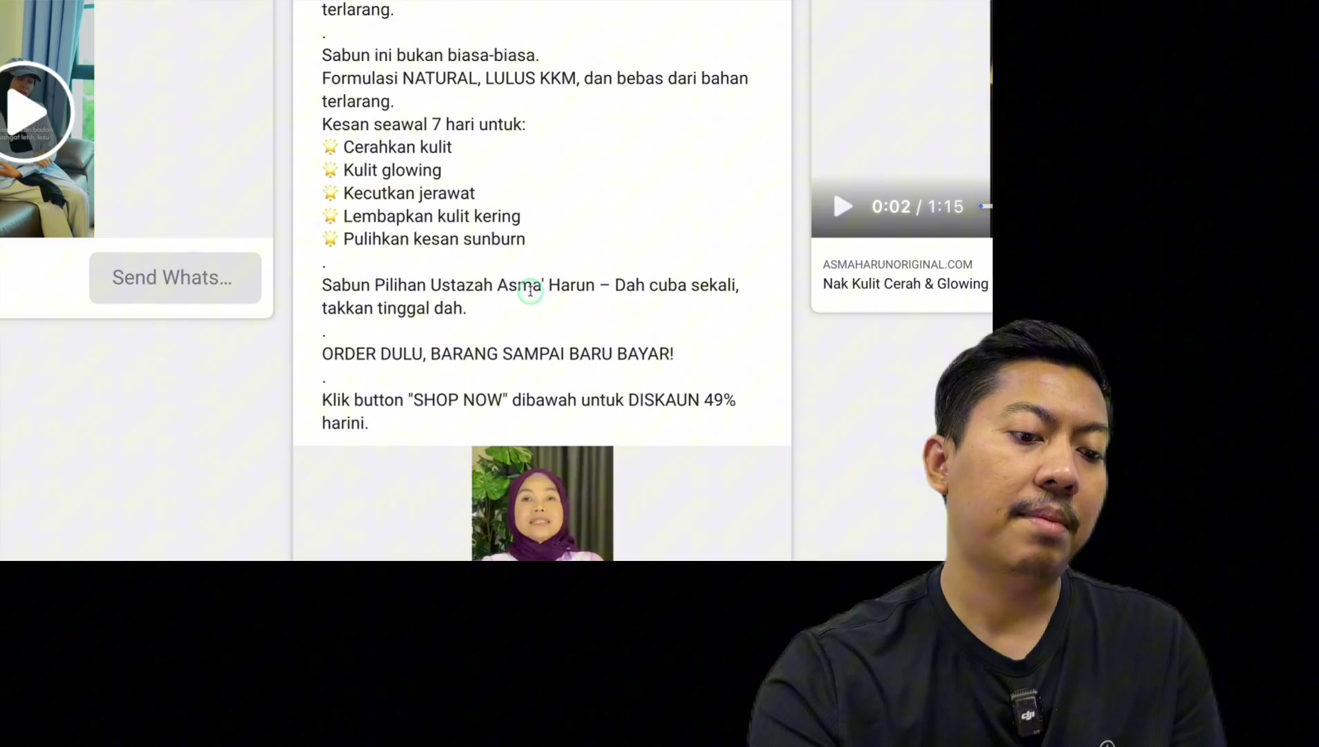 Paparan rakaman pada 00:07:00