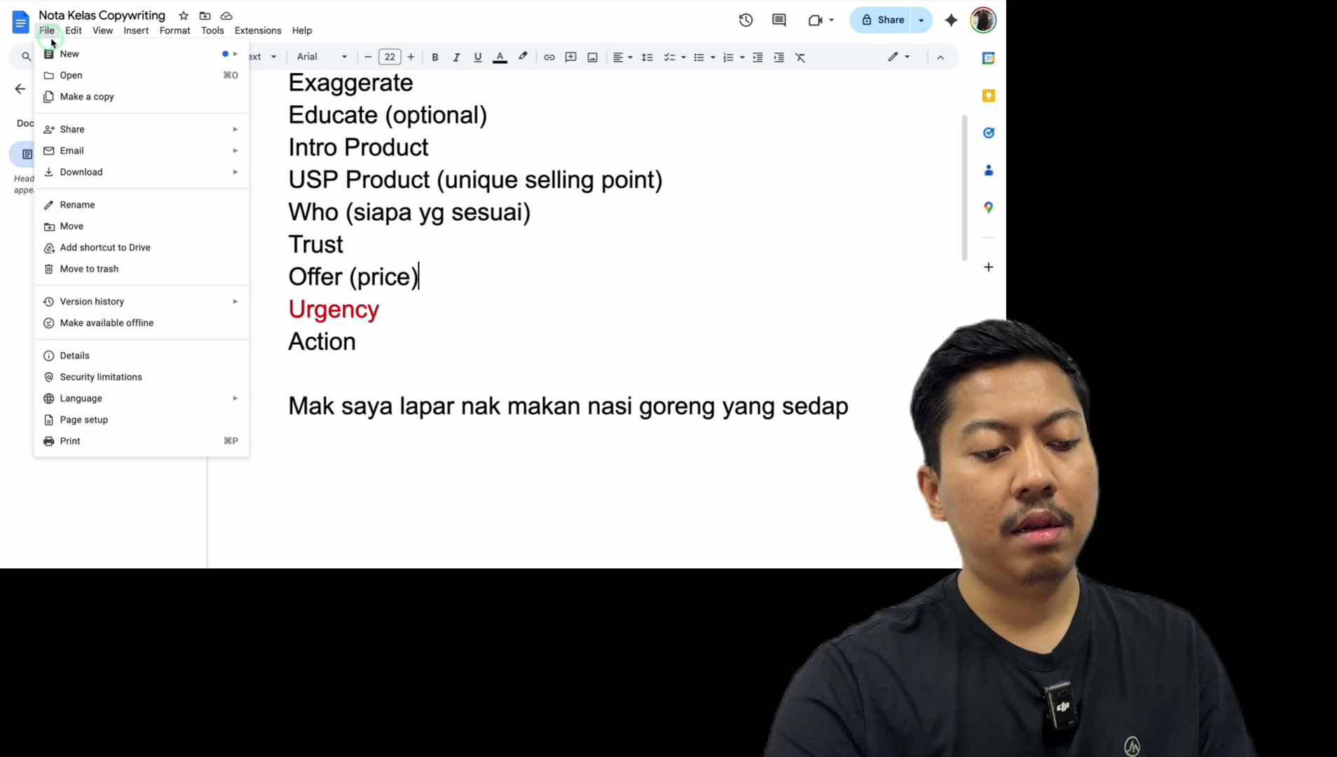 Paparan rakaman pada 00:17:51