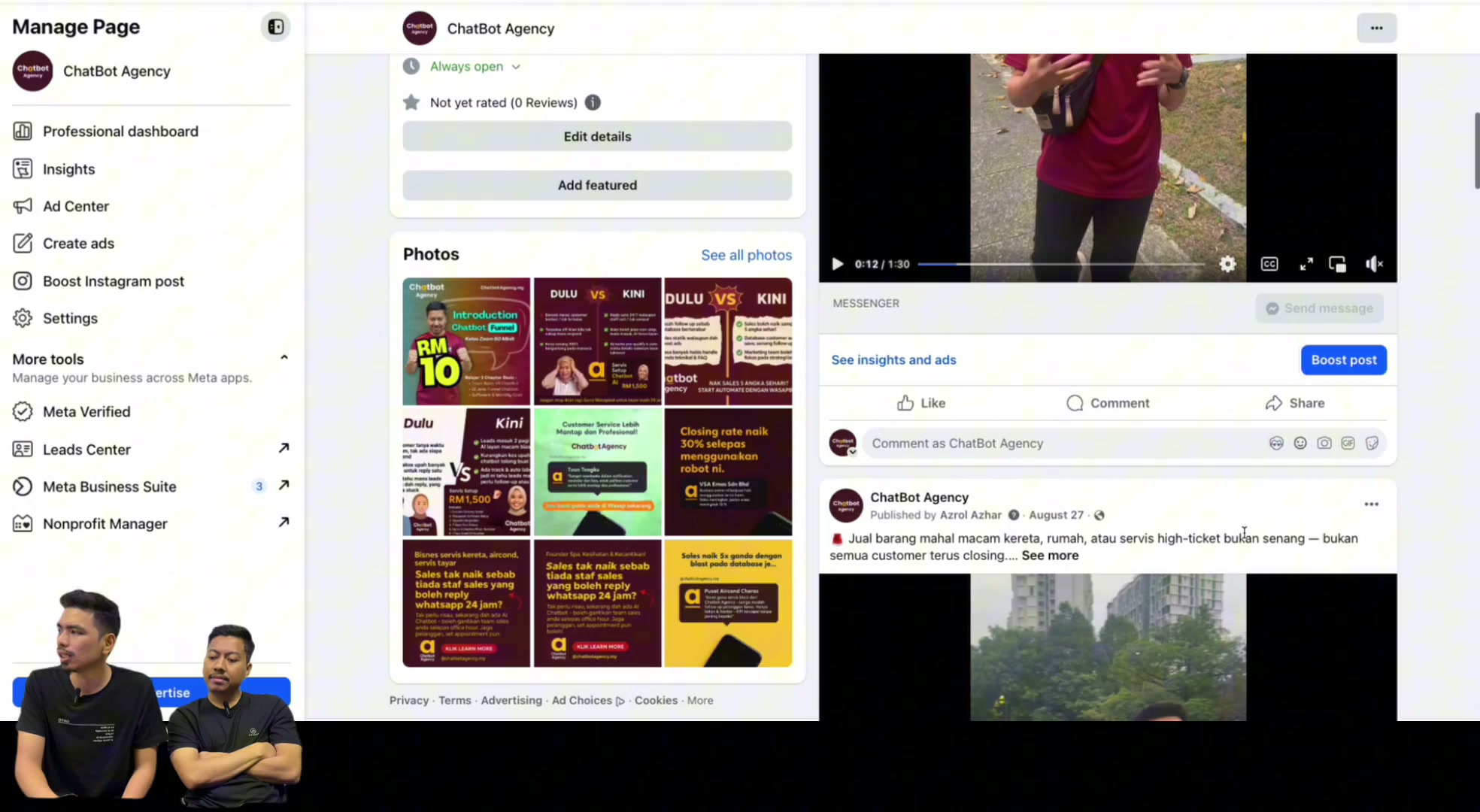 Paparan rakaman pada 00:01:00