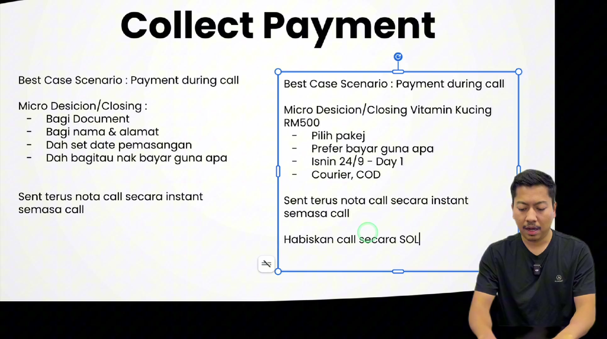 07:36 — Contoh vitamin RM500 asal: pakej, keutamaan pembayaran, Hari 1 dan kurir / COD.